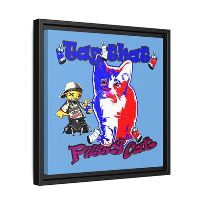 tag that - framed canvas art (light blue)