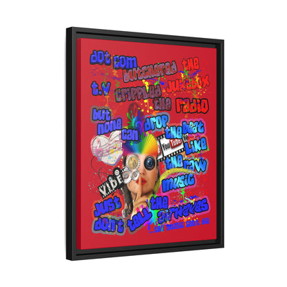 drop the beat - framed canvas art (dark red)