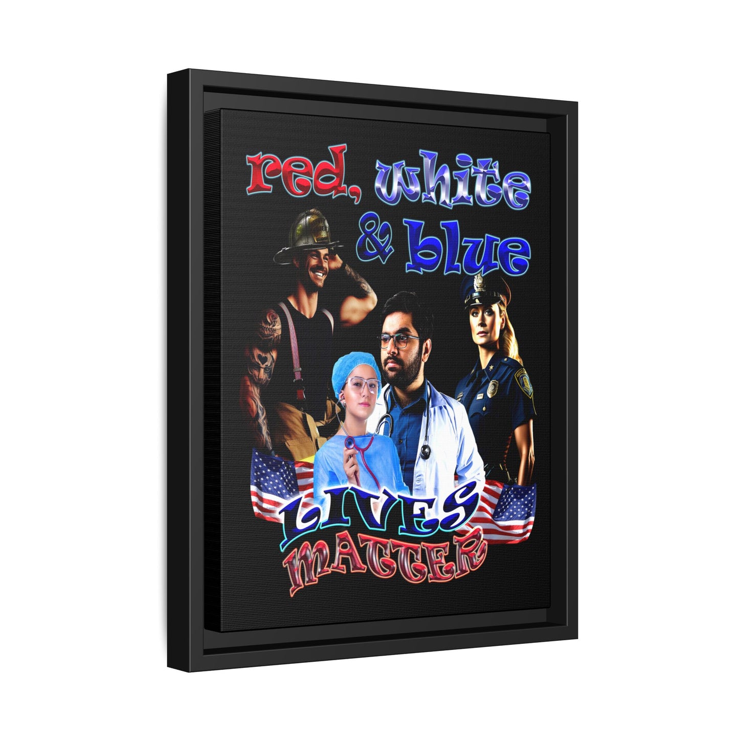 rw&b lives matter - framed canvas art (black)