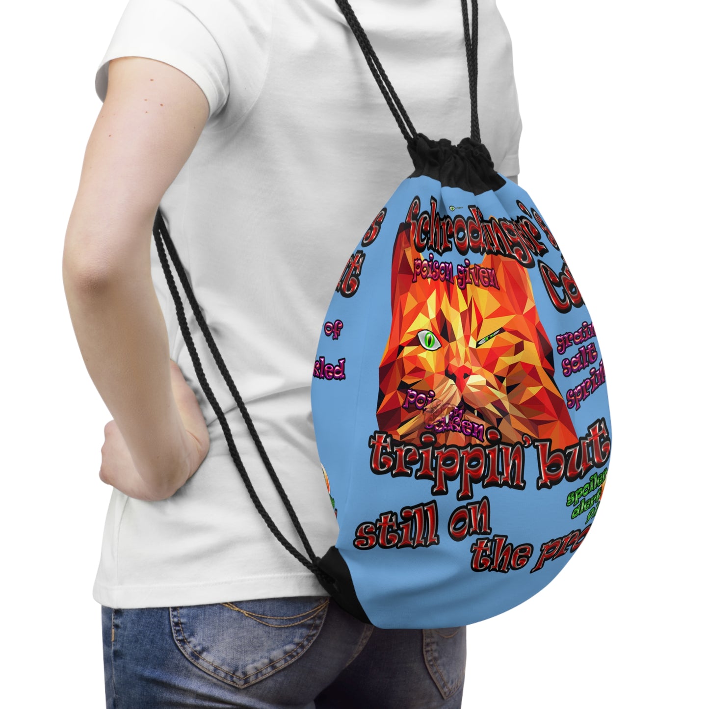 schrodinger's cat - Drawstring Bag (light blue)