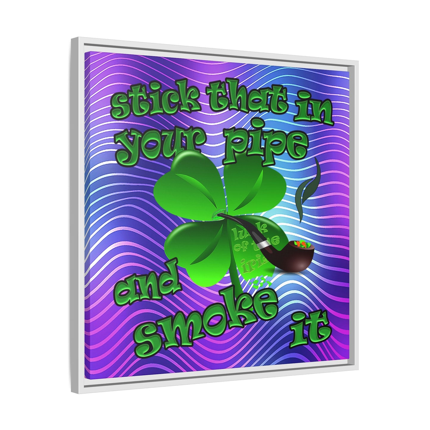 stick that in your pipe and smoke it - framed canvas art (purple wave)