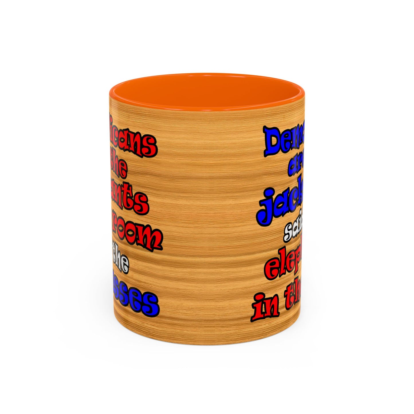 donkeys and elephants - Accent Mug (butterscotch wood finish)