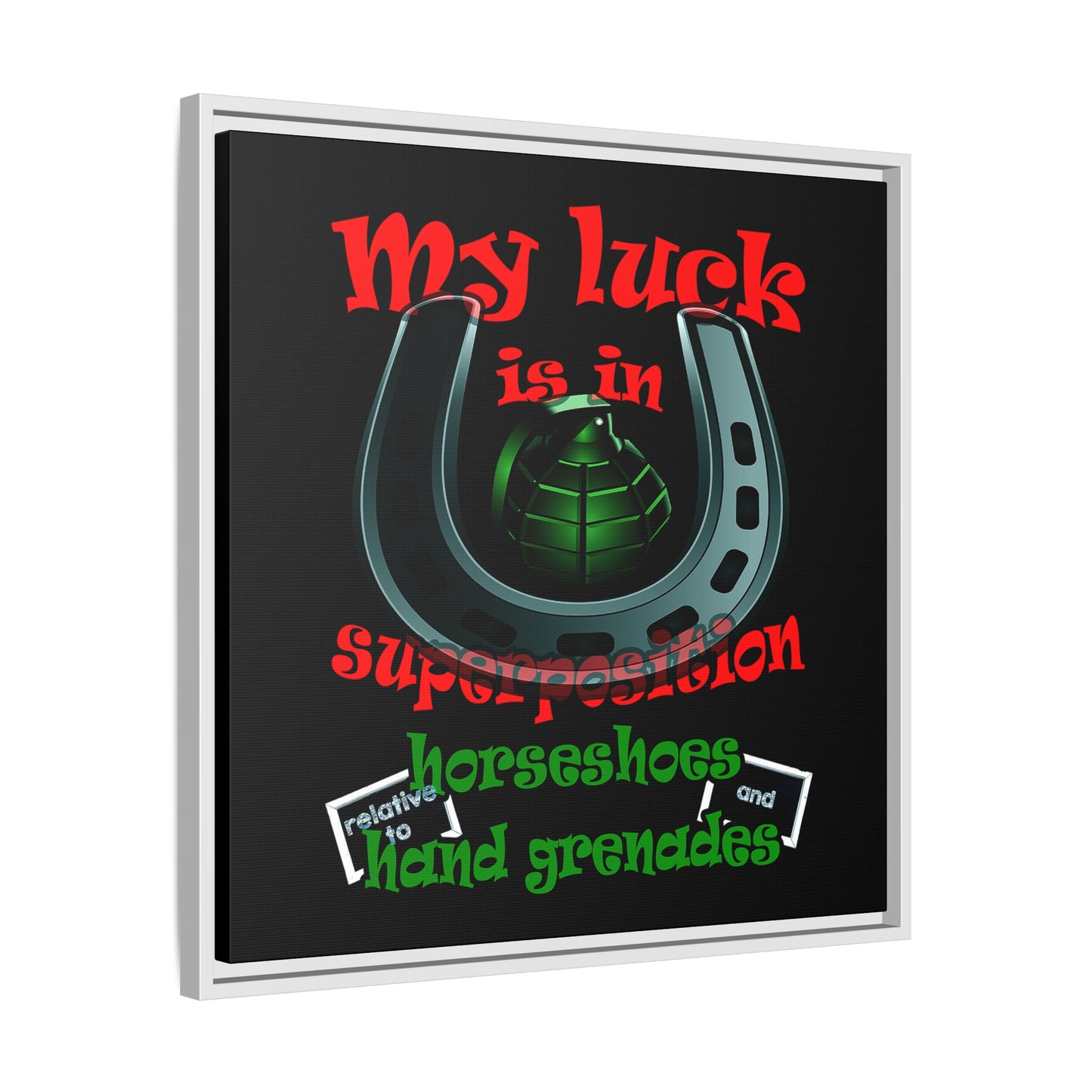 my luck - framed canvas art (black)