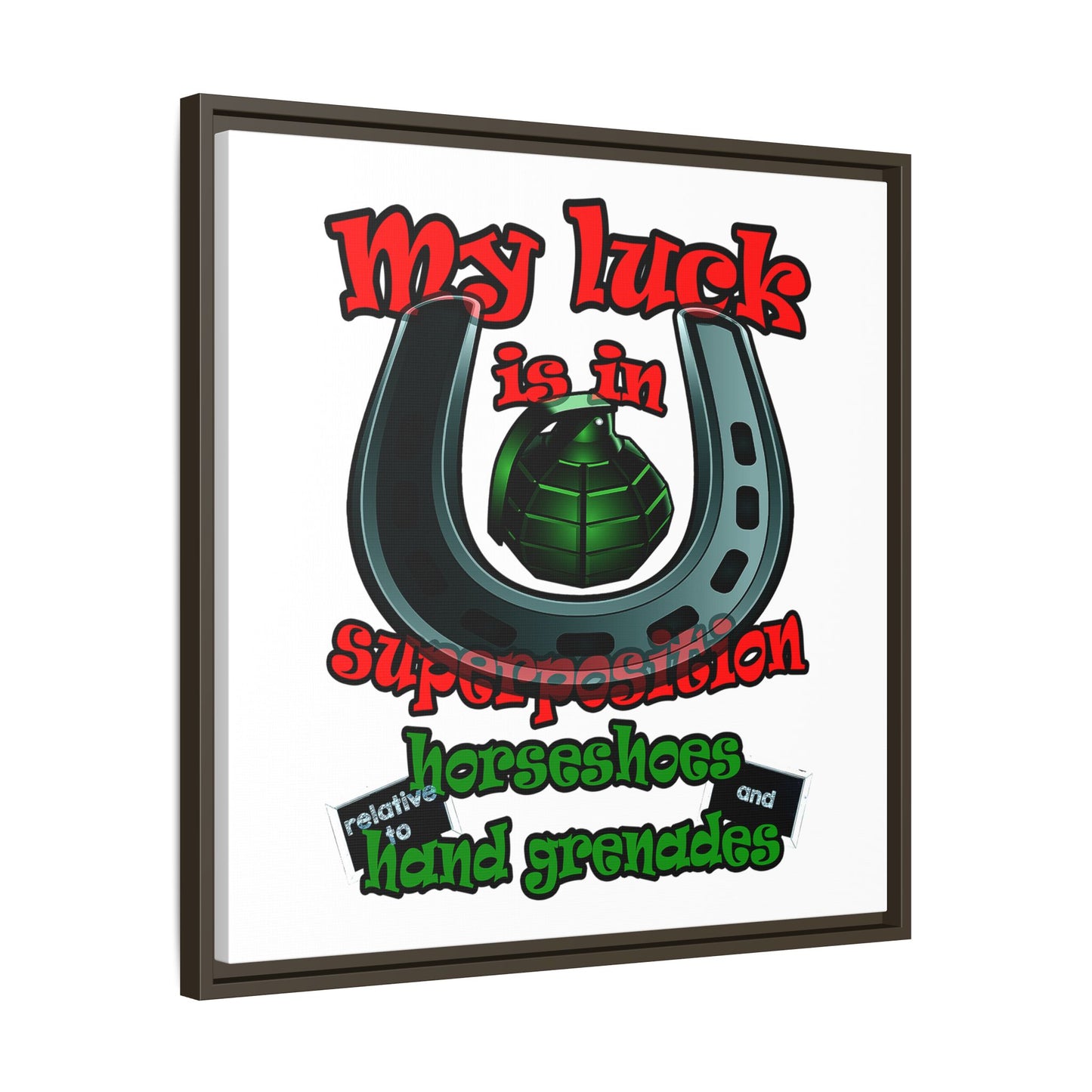 my luck - framed canvas art (white)