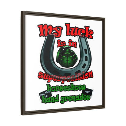 my luck - framed canvas art (white)
