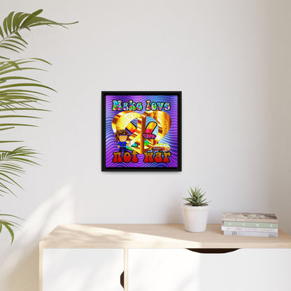 love peace - framed canvas art (purple wave)