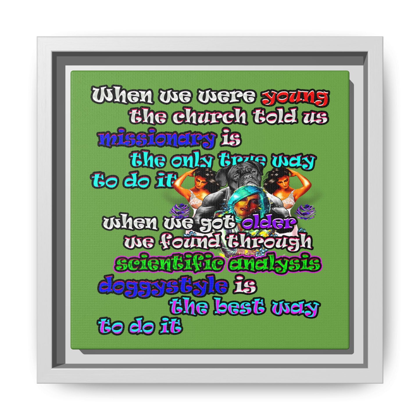 doggystyle - framed canvas art (green)