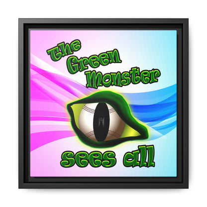 green monster - framed canvas art (light blue-pink wave)