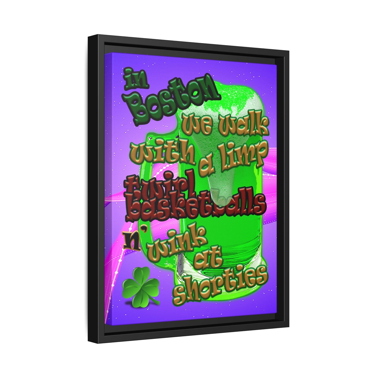 celtics logo - framed canvas art (purple-pink wave)