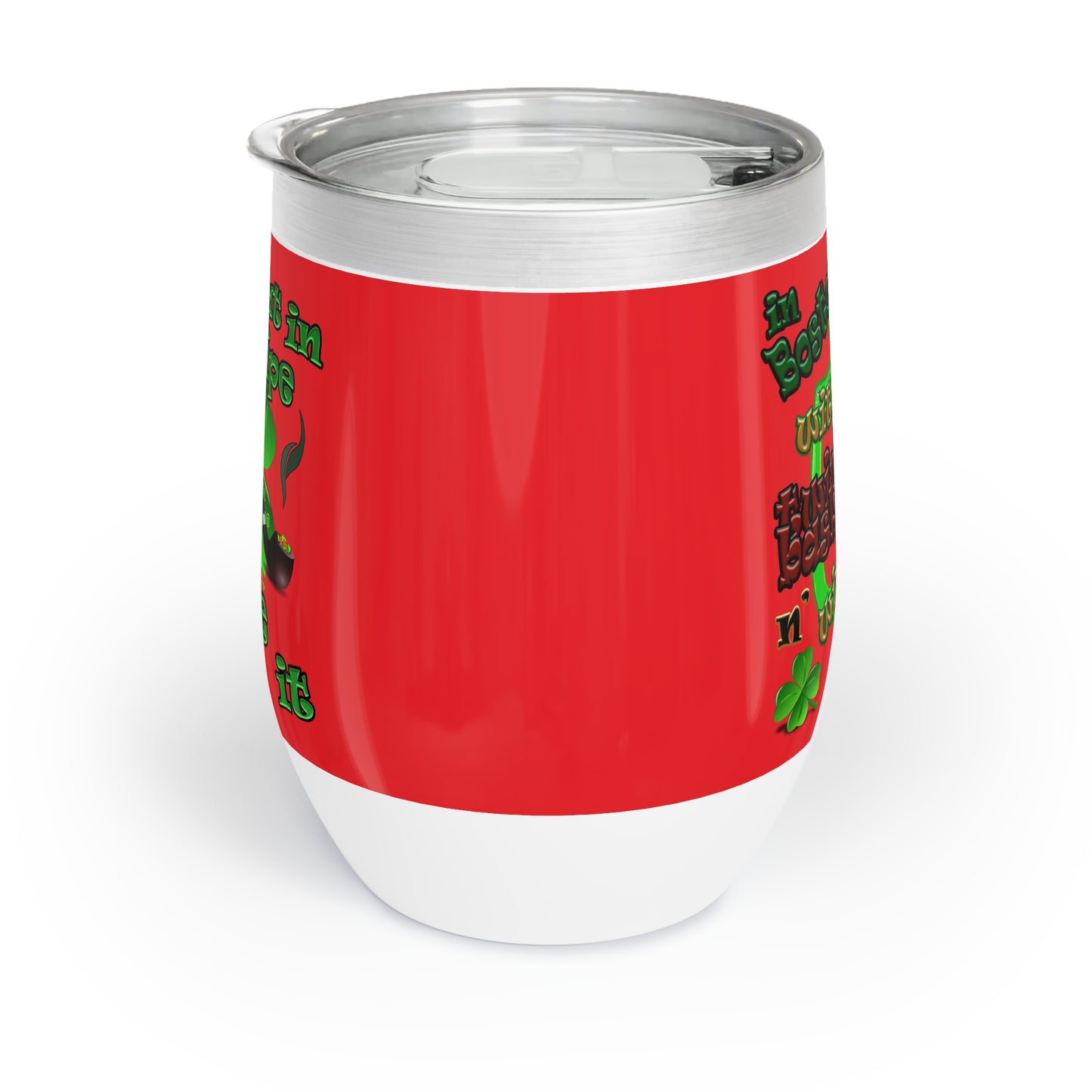 celtics logo - Chill Wine Tumbler (red)