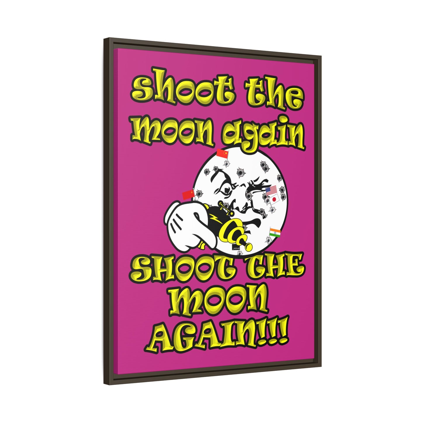 shoot the moon again - framed canvas art (pink)