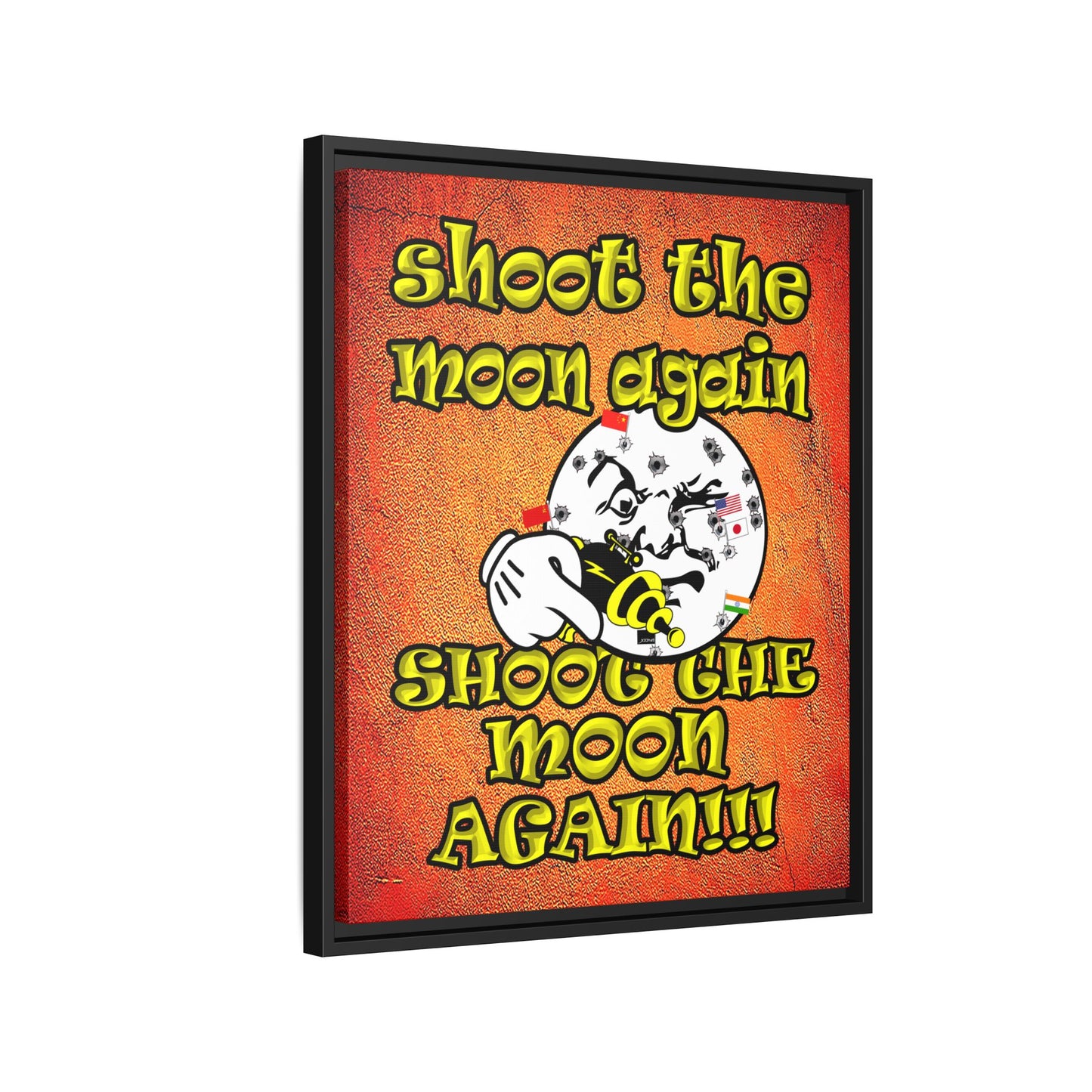shoot the moon again - framed canvas art (burnt orange)