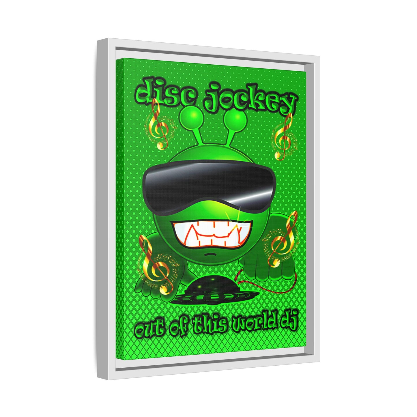 disc jockey - framed canvas art (logo green)