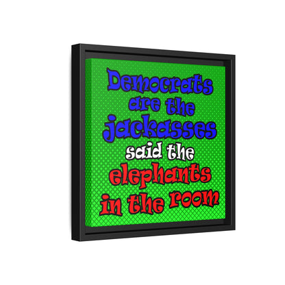 donkeys and elephants - framed canvas art (logo green)