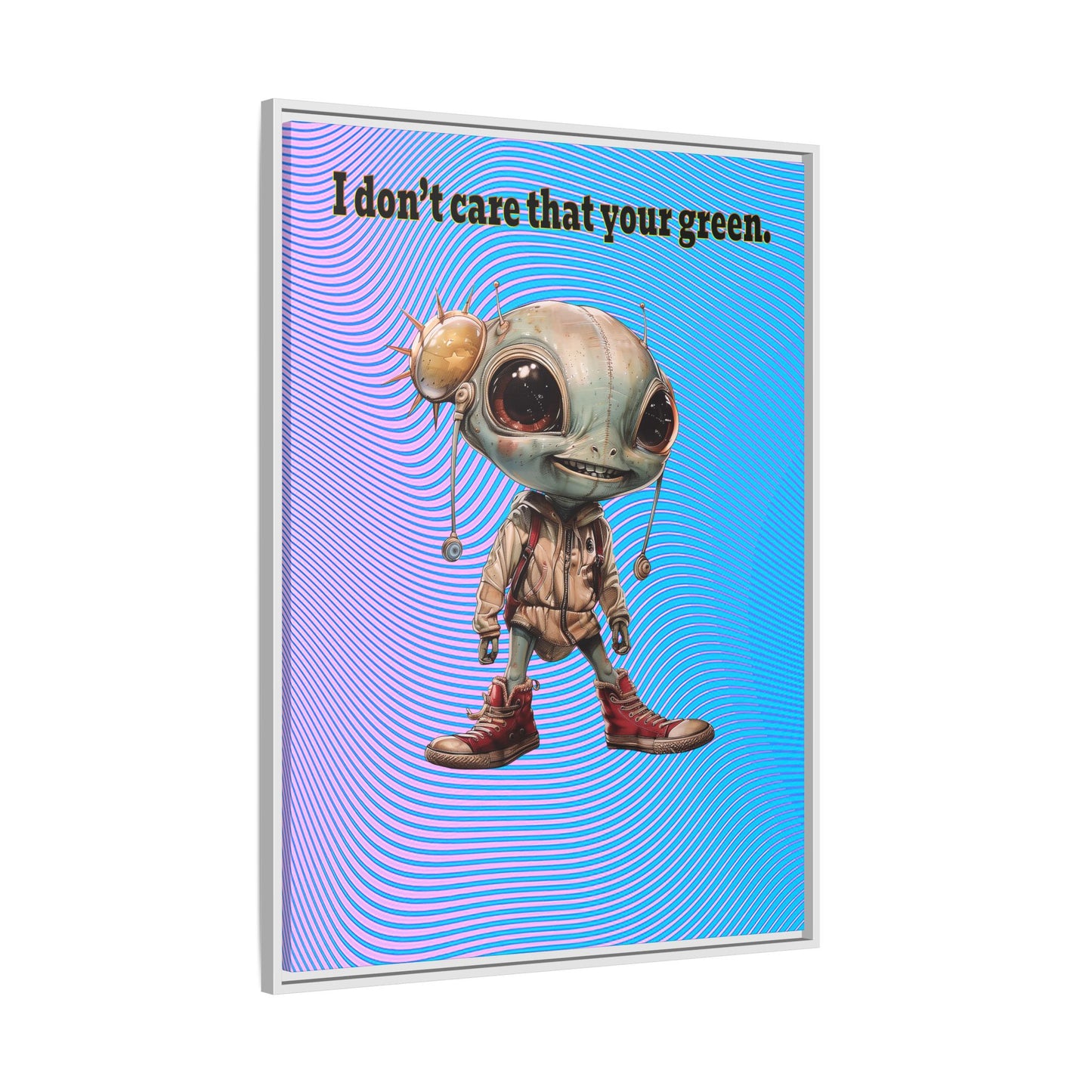 I don't care that your green - framed canvas art (light blue-purple wave)