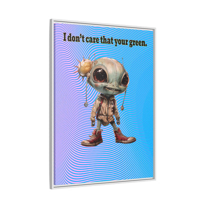 I don't care that your green - framed canvas art (light blue-purple wave)
