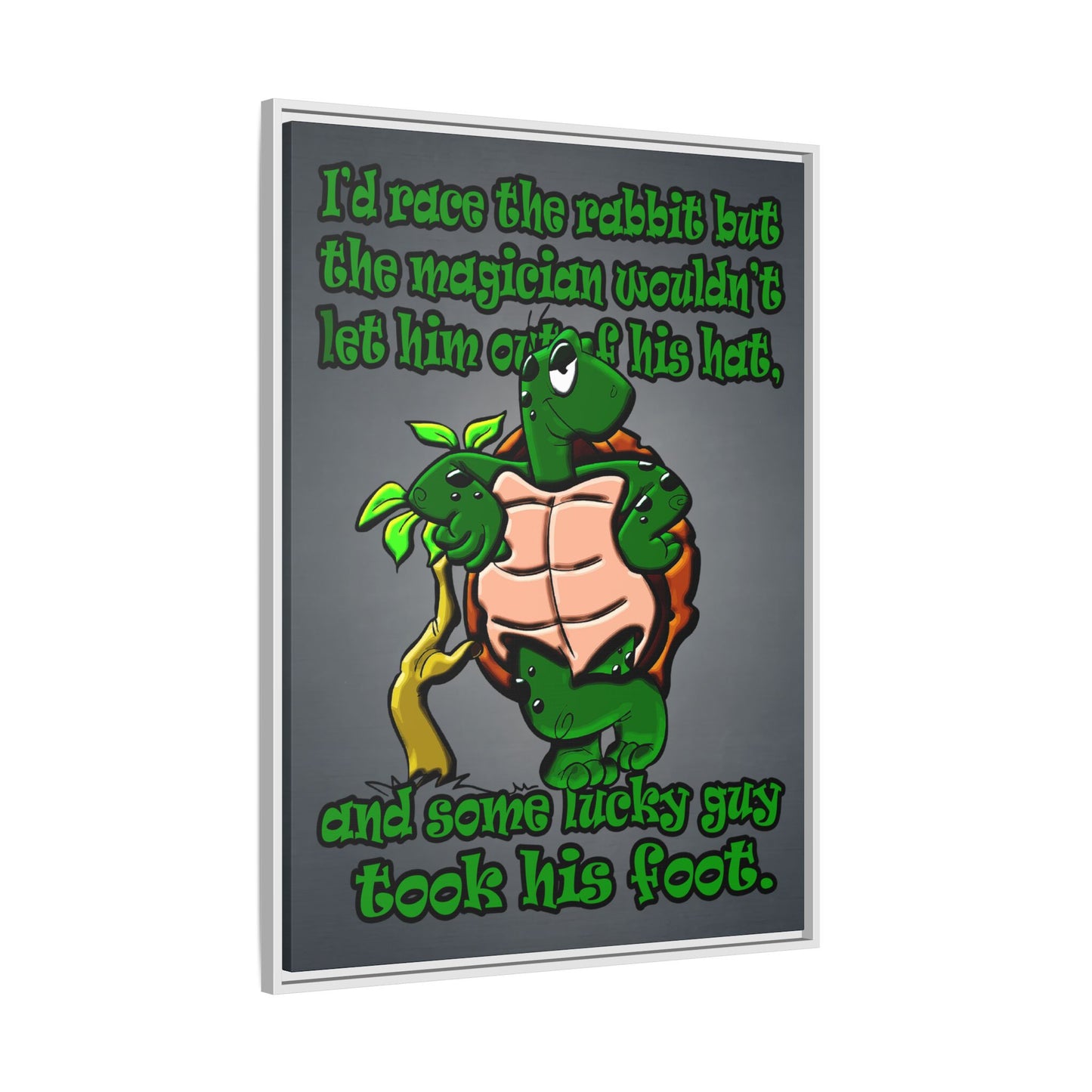 turtle race - framed canvas art (grey-light grey)