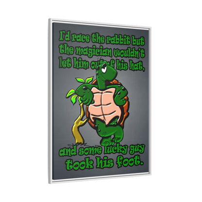 turtle race - framed canvas art (grey-light grey)