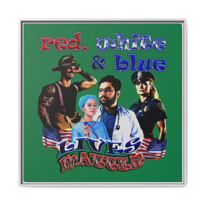 rw&b lives matter - framed canvas art (dark green)