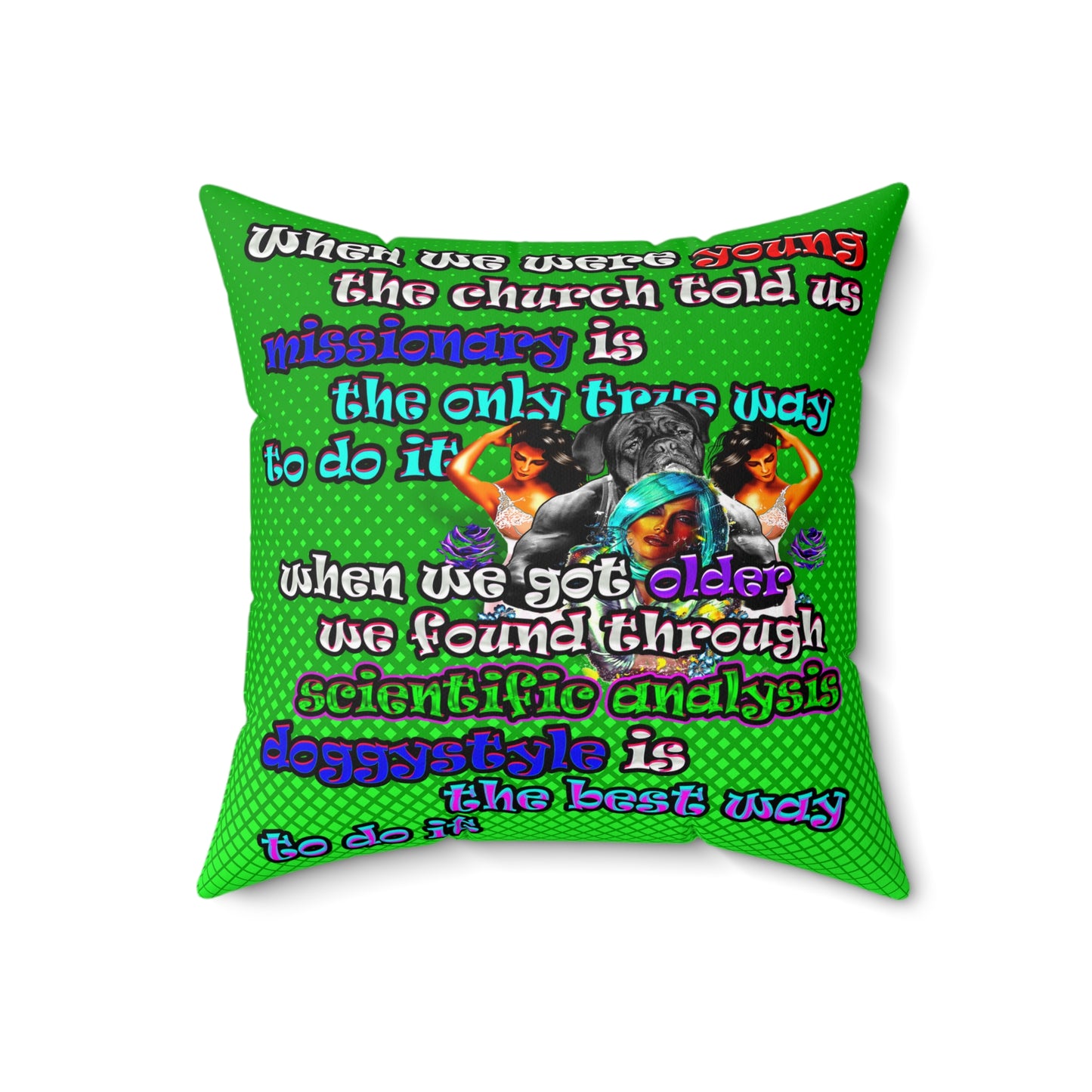 doggystyle - Spun Polyester Square Pillow - (logo green)