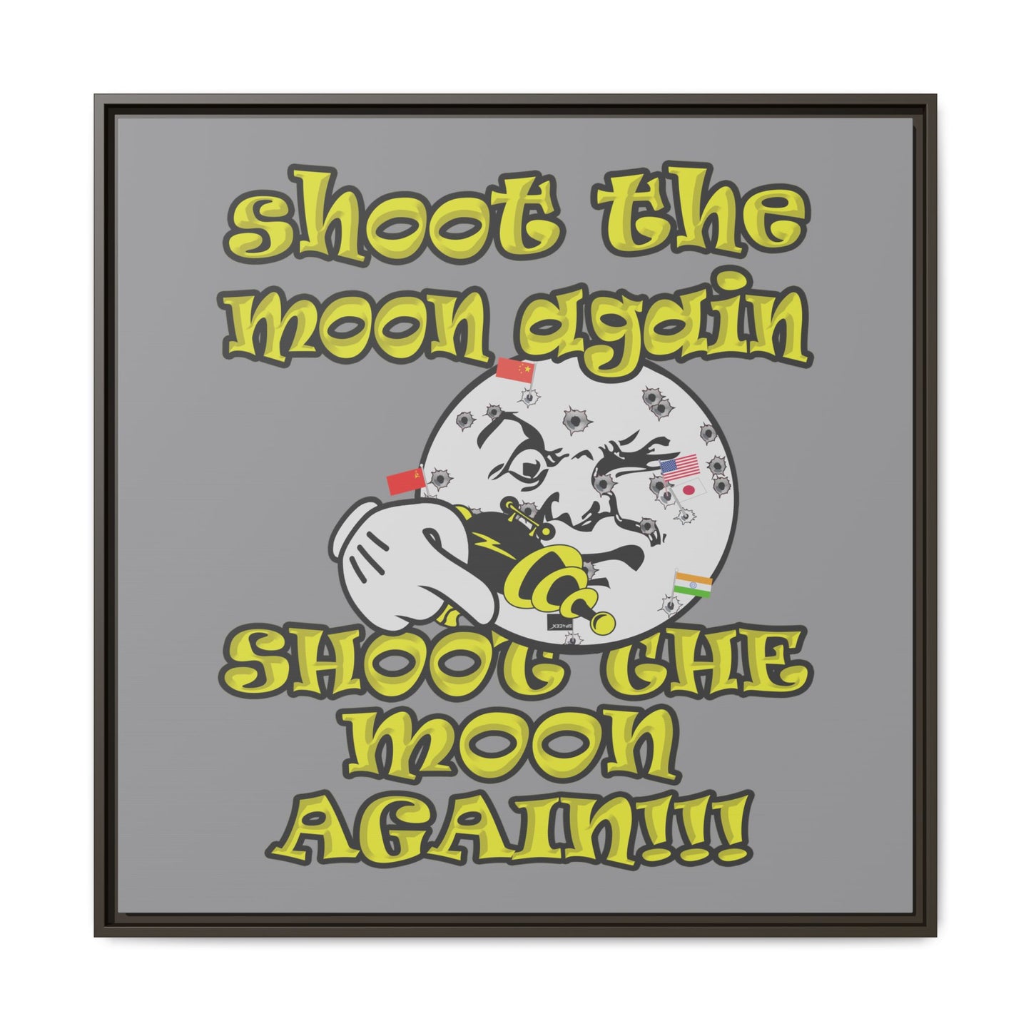 shoot the moon again - framed canvas art (grey)