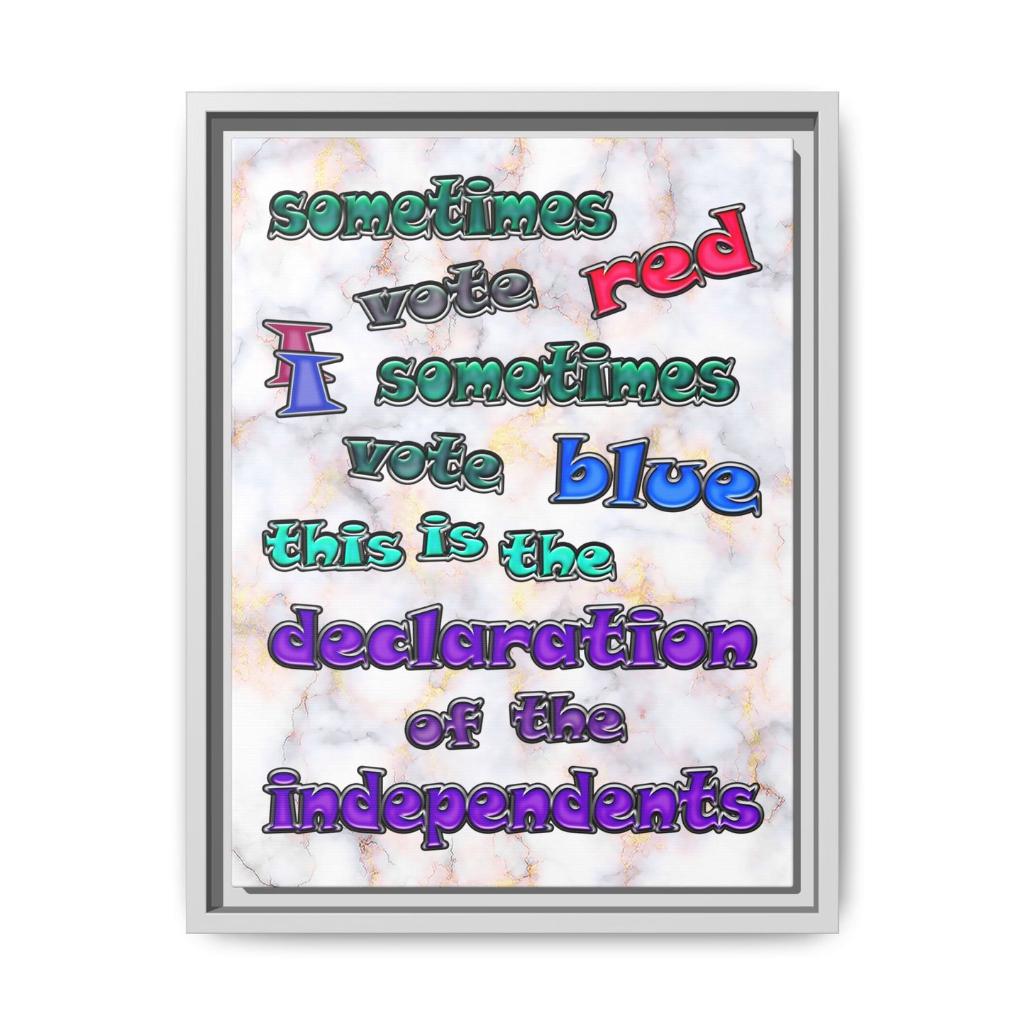 declaration of the independents - framed canvas art (white marble)