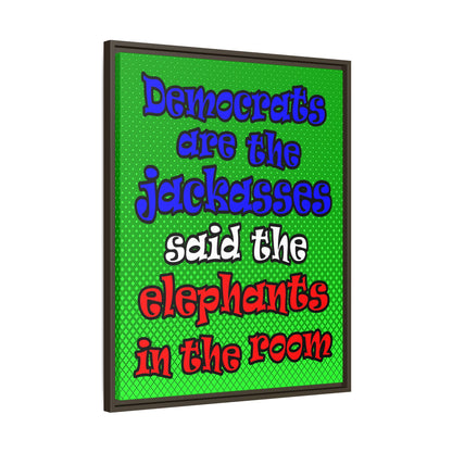donkeys and elephants - framed canvas art (logo green)