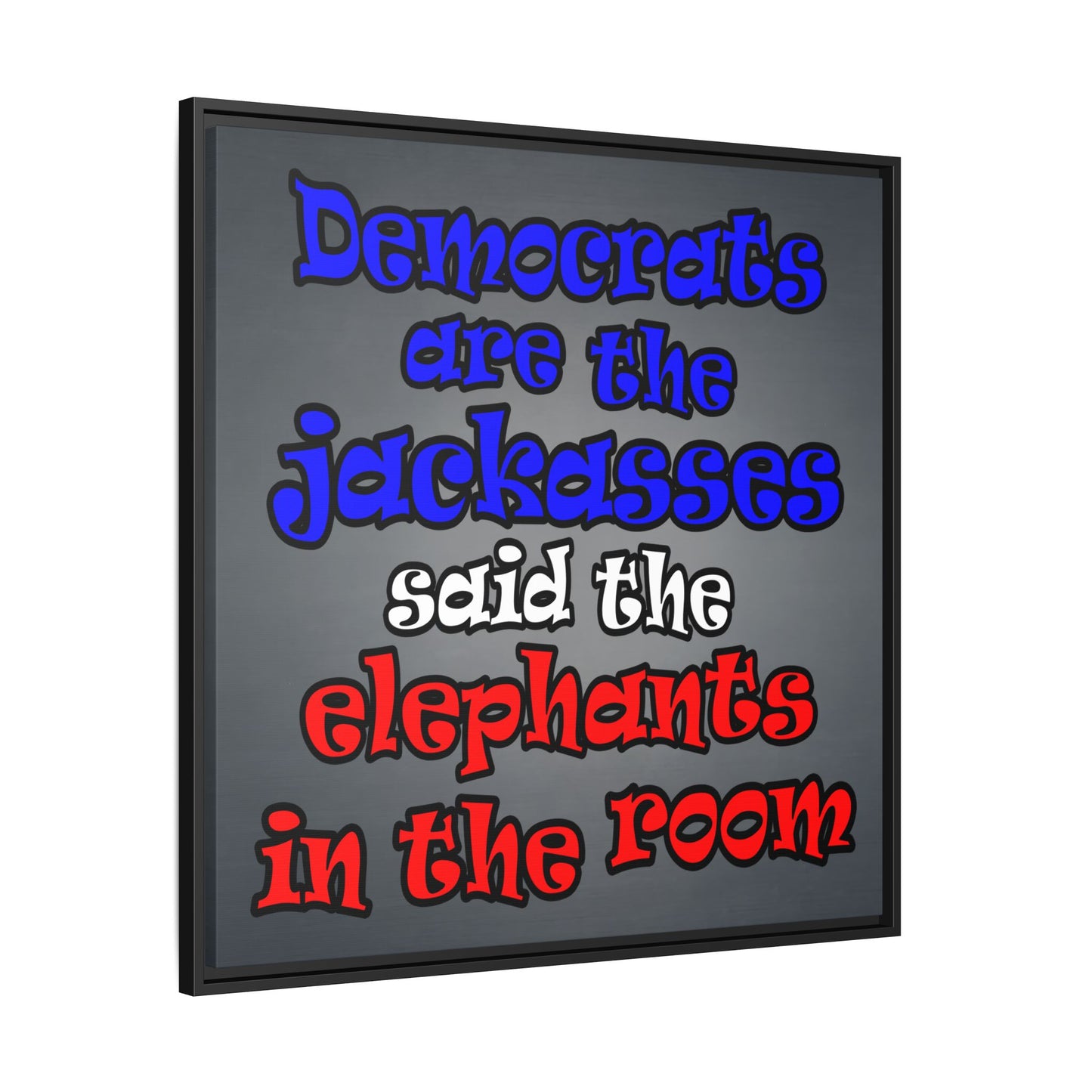 donkeys and elephants - framed canvas art (grey-light grey)