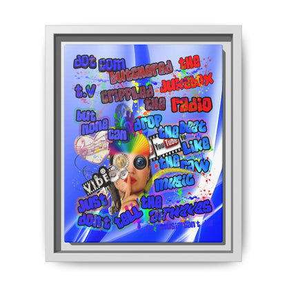 drop the beat - framed canvas art (blue-white wave)