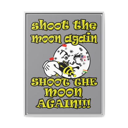 shoot the moon again - framed canvas art (grey)