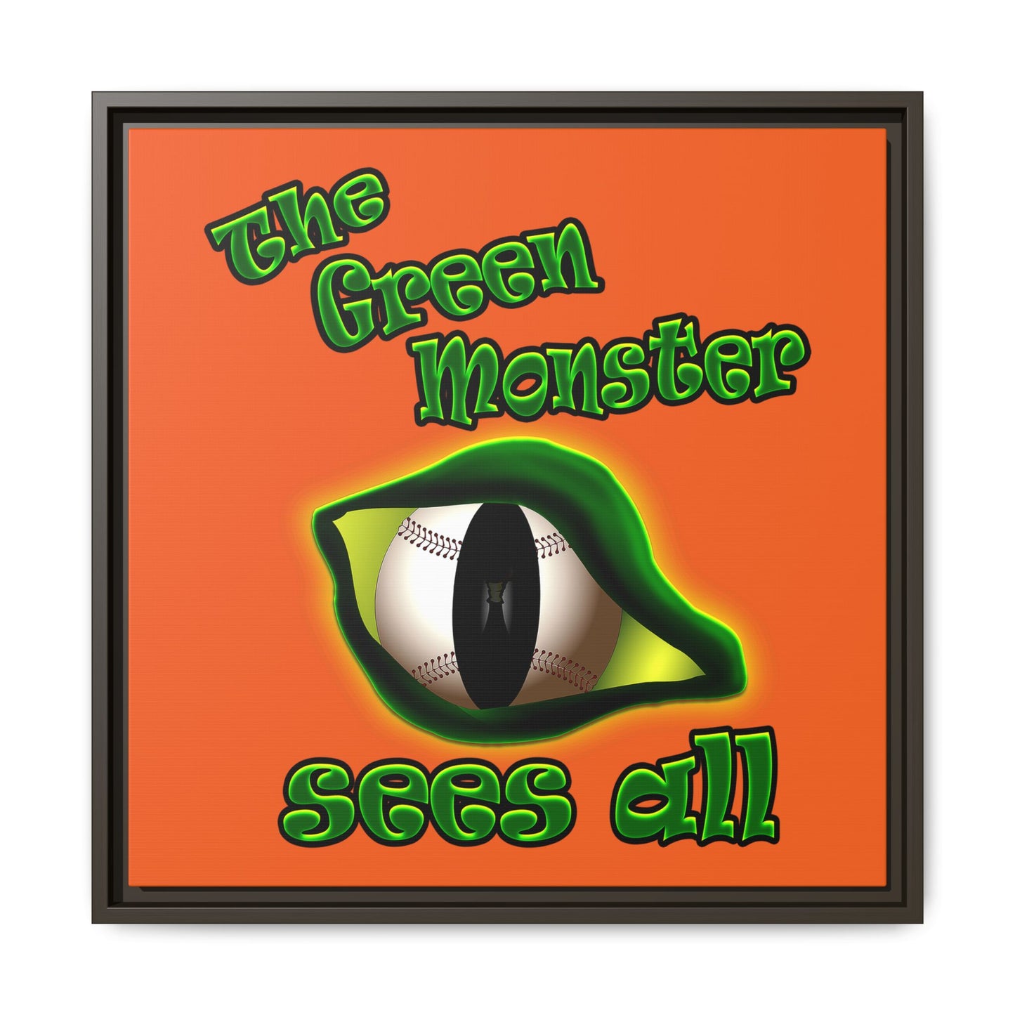 green monster - framed canvas art (orange)