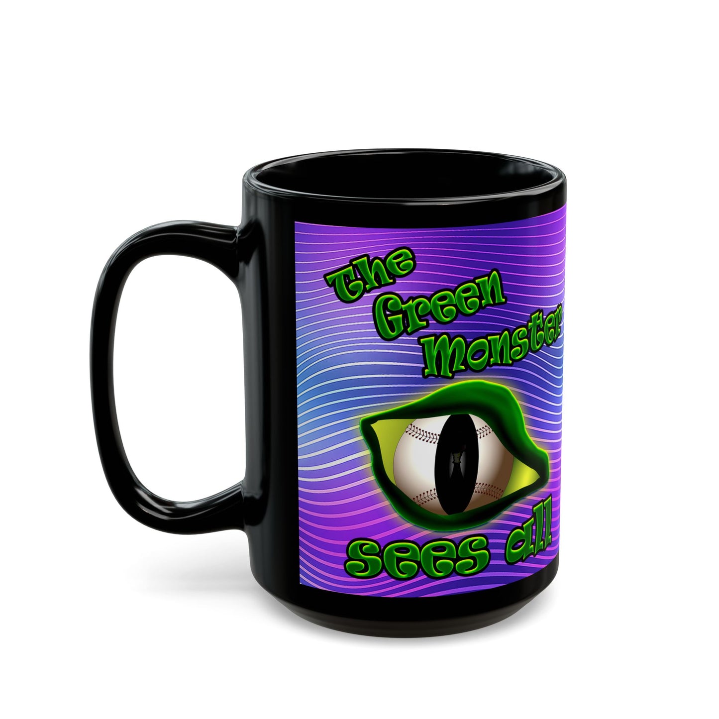 green monster - Black Mug (purple wave)