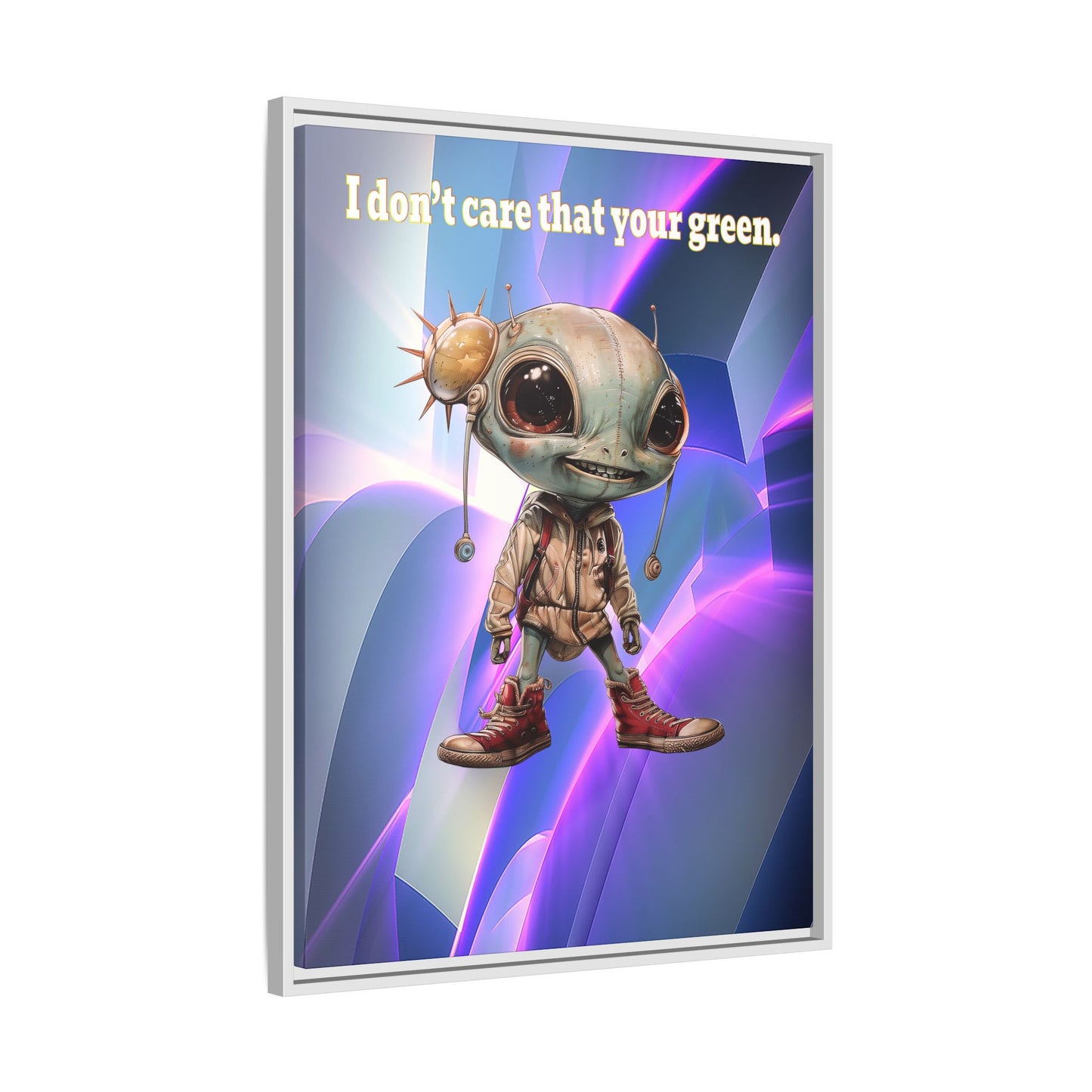 I don't care that your green - framed canvas art (grey-pink wave)