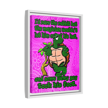 turtle race - framed canvas art (pink swirl)