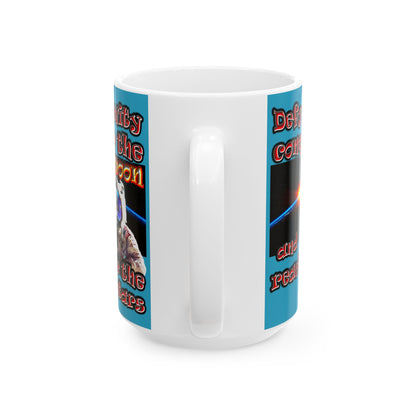 defy conquer reach - White Mug (turquoise)