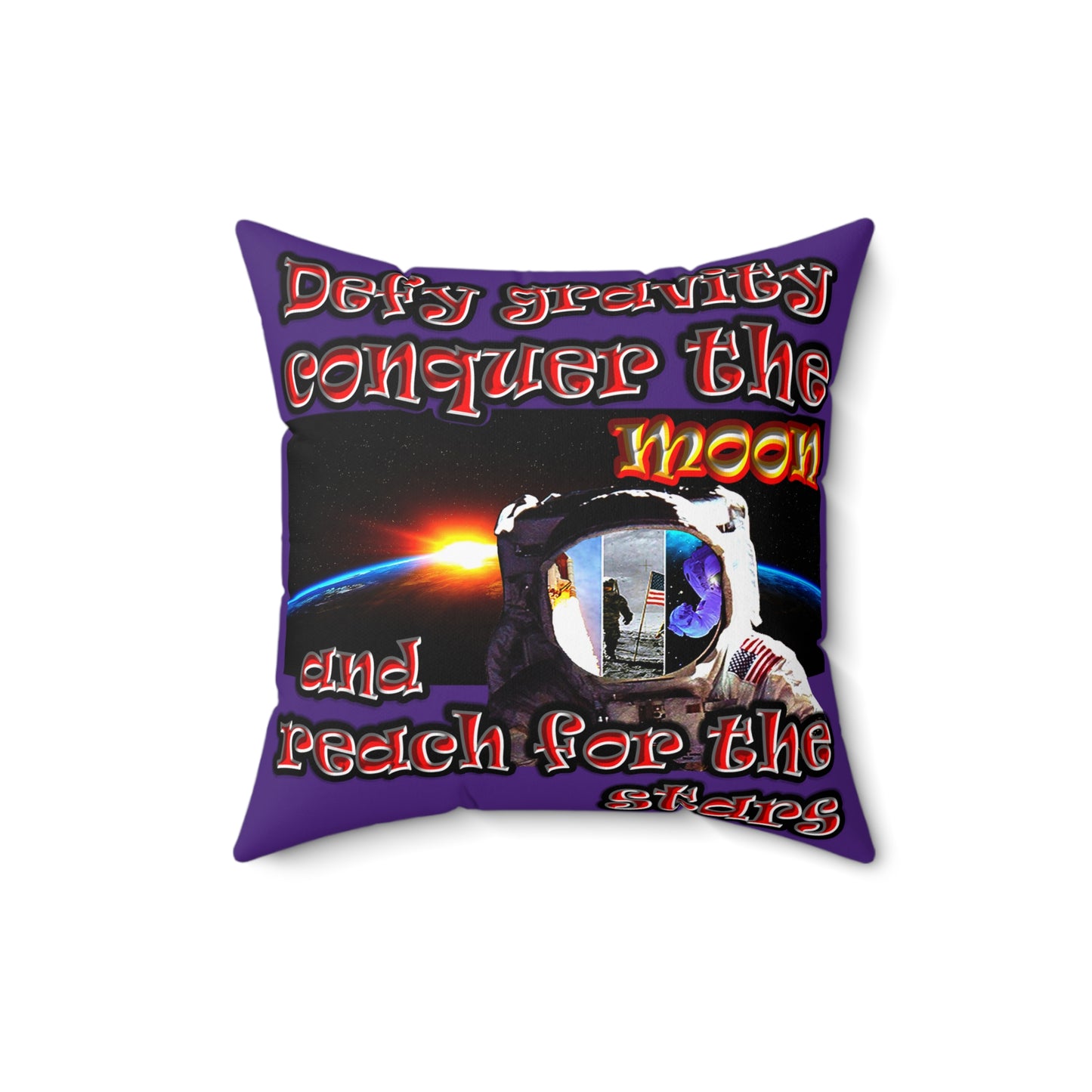 defy conquer reach - Spun Polyester Square Pillow - (purple)