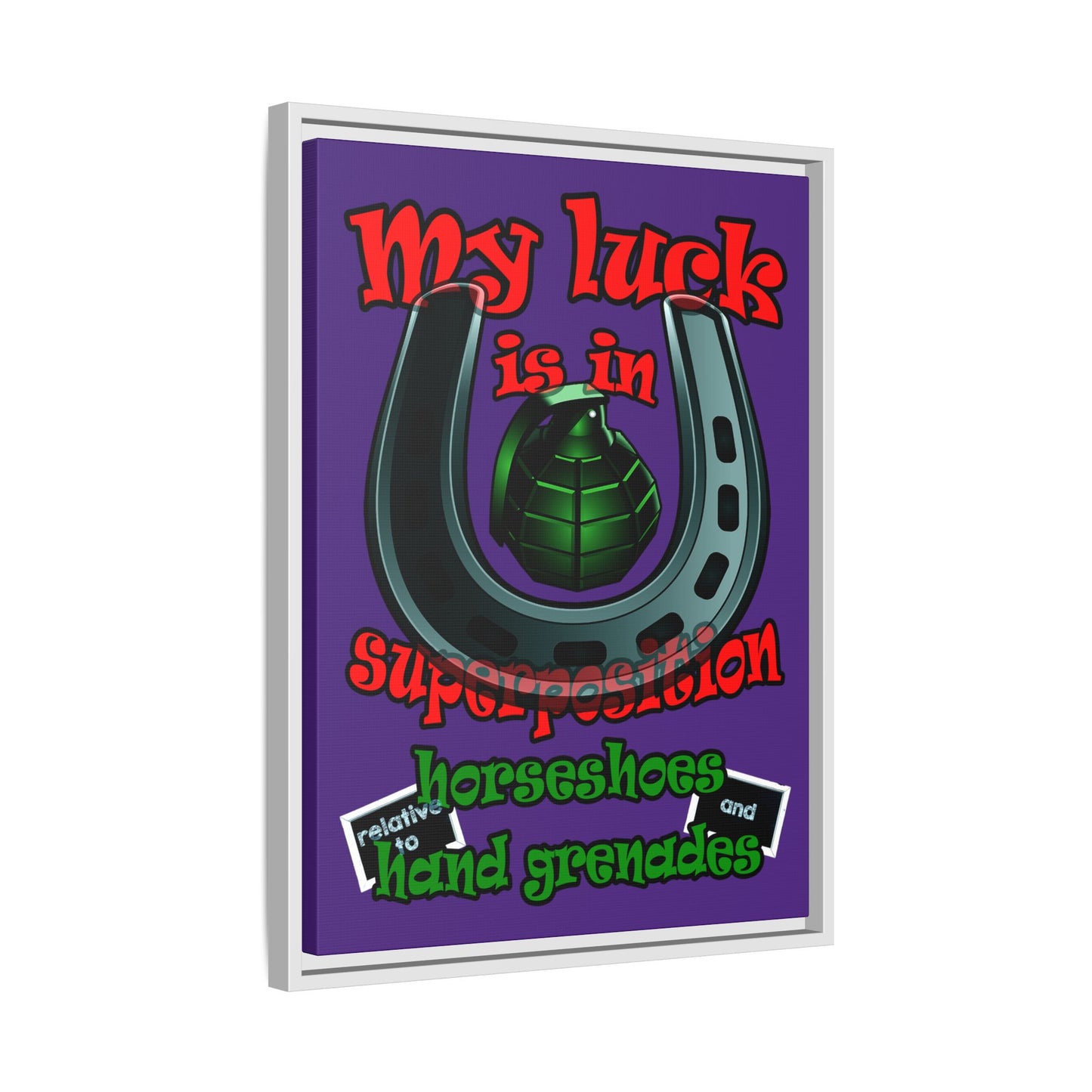 my luck - framed canvas art (purple)