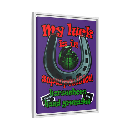 my luck - framed canvas art (purple)