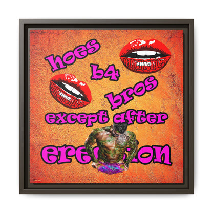 hoes b4 bros - framed canvas art (burnt orange)