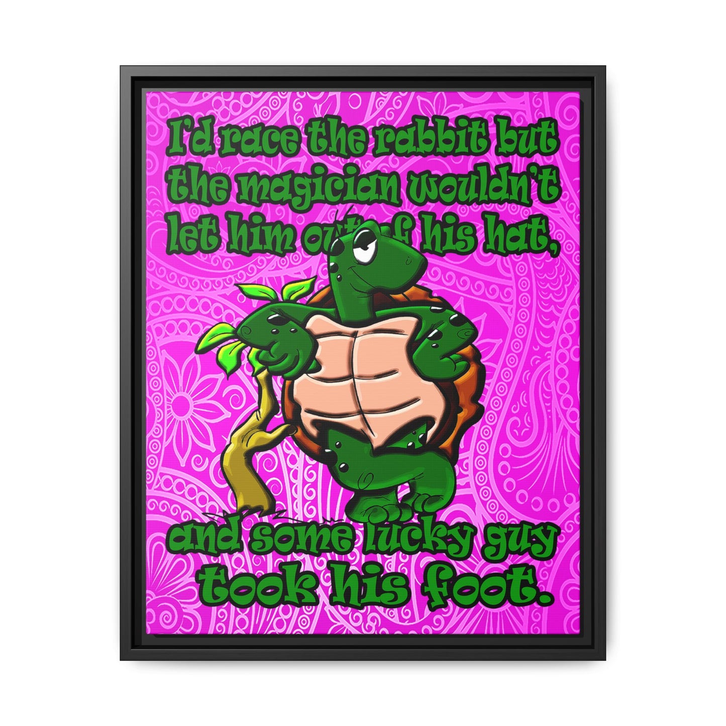 turtle race - framed canvas art (pink swirl)