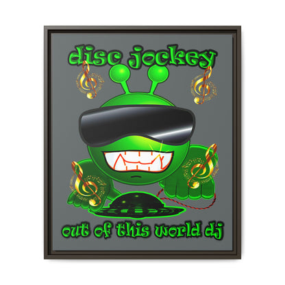 disc jockey - framed canvas art (dark grey)