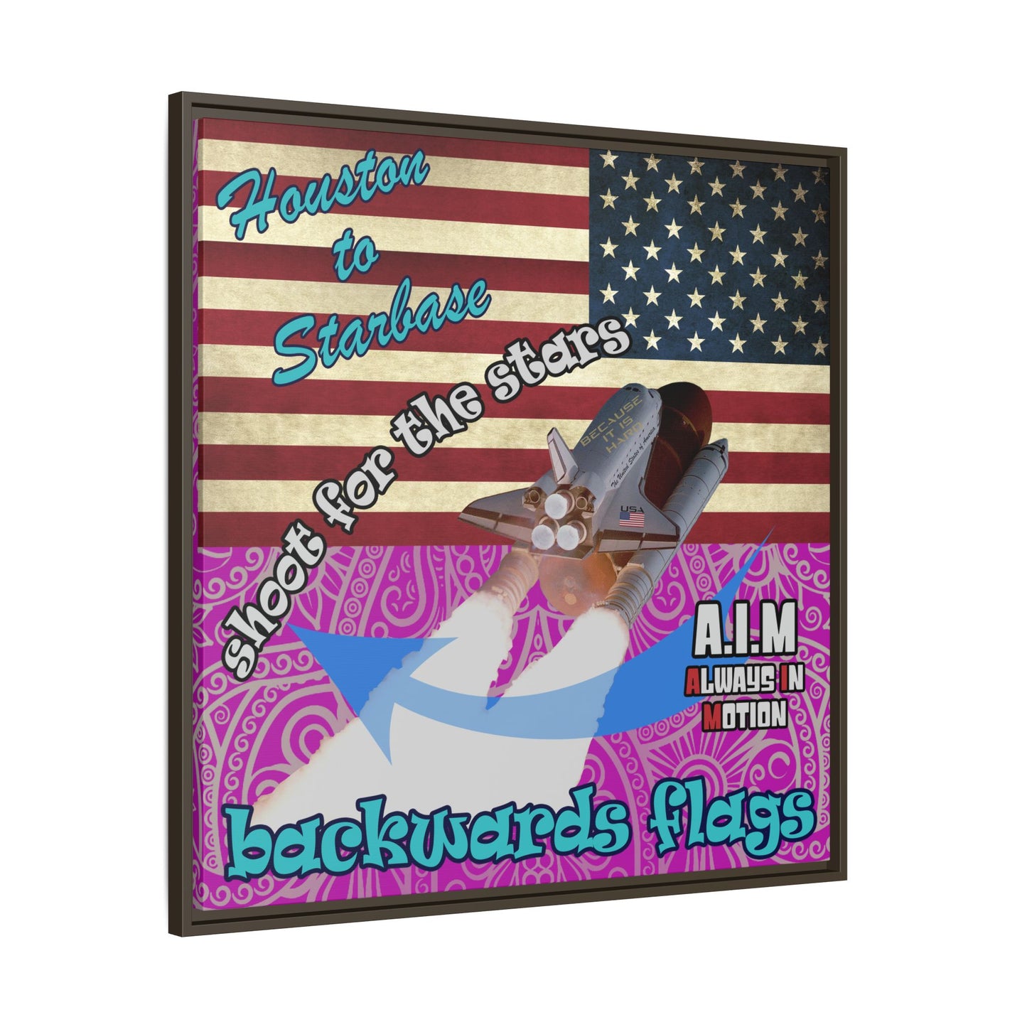 shoot for the stars - framed canvas art (pink swirl)