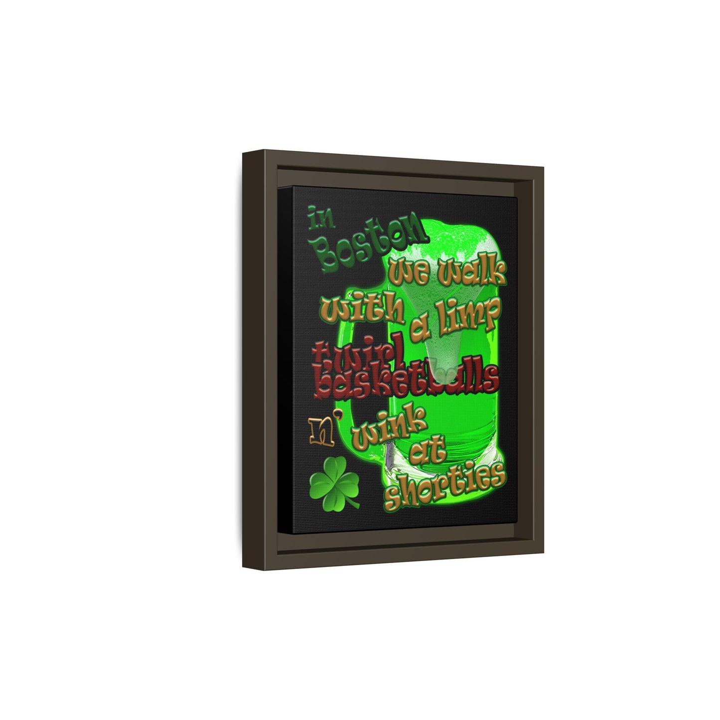 celtics logo - framed canvas art (black)