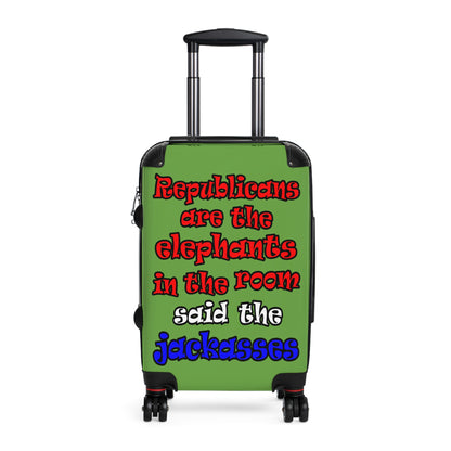 donkeys and elephants - Suitcase (green)