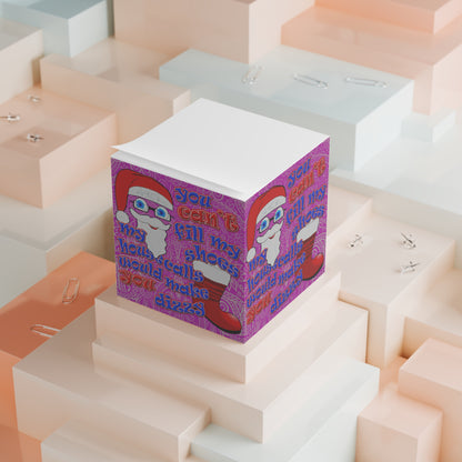 santa's shoes - note cube (pink swirl)