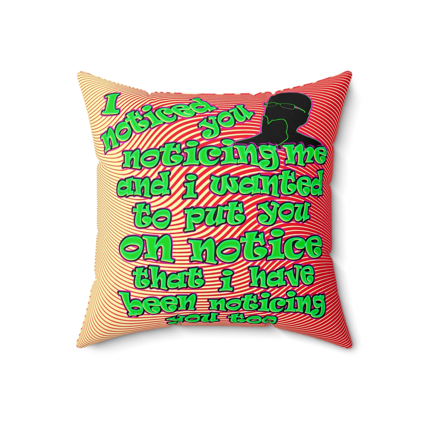 noticed you noticing - Faux Suede Square Pillow - (yellow-orange wave)