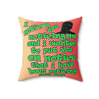 noticed you noticing - Faux Suede Square Pillow - (yellow-orange wave)