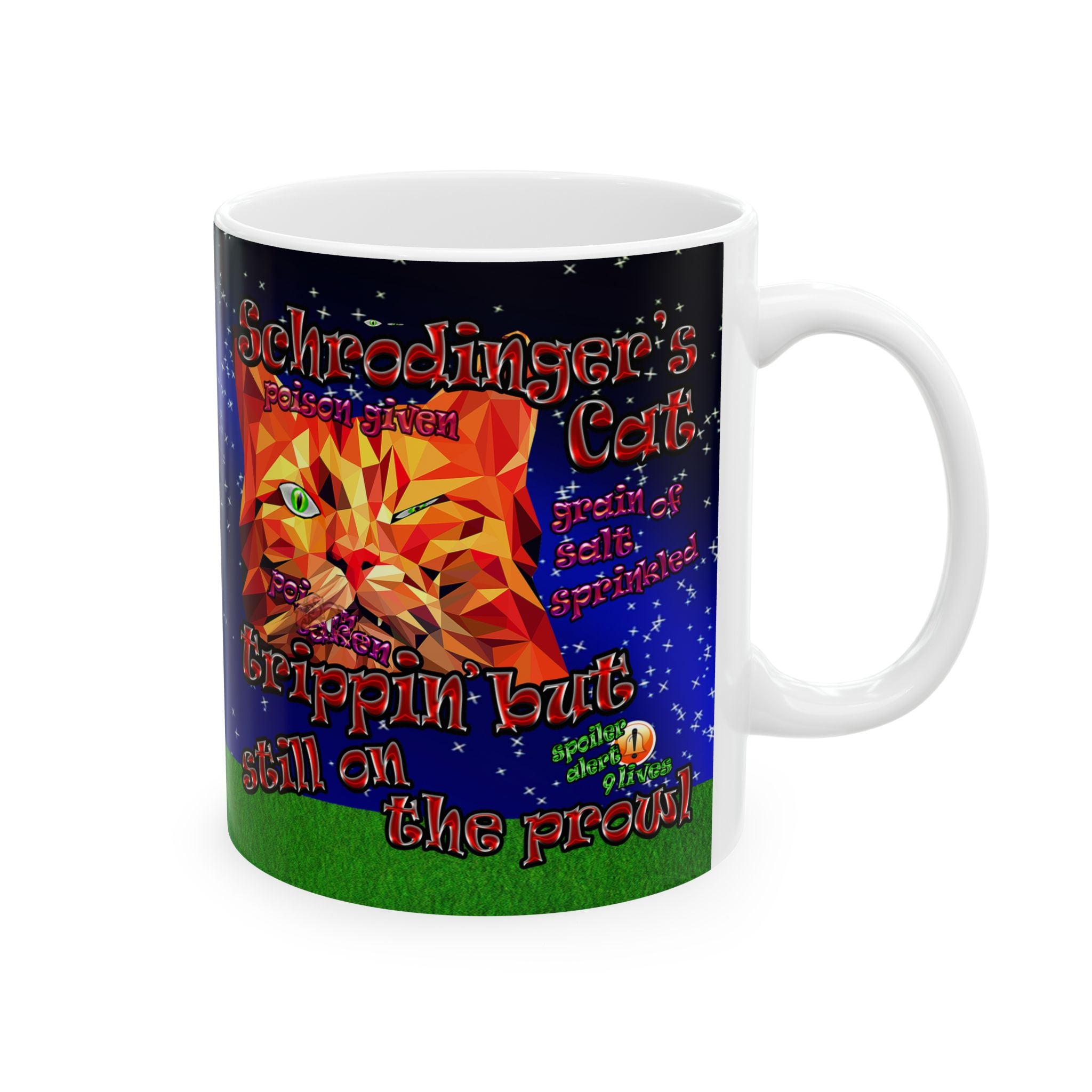 schrodinger's cat - White Mug ('snoops' background)