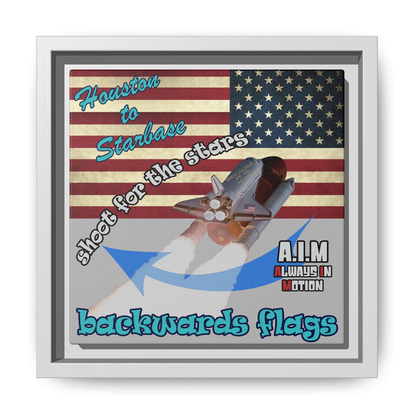shoot for the stars - framed canvas art (light grey)