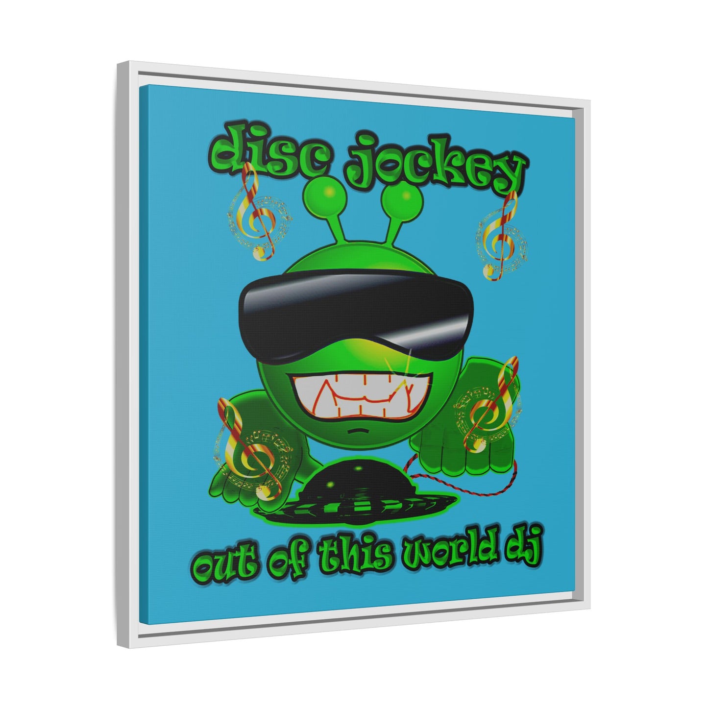 disc jockey - framed canvas art (turquoise)